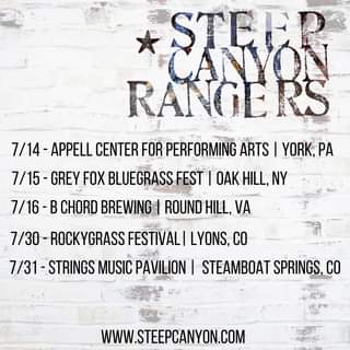 Do you have your tickets for Steep Canyon Rangers on July 16th??July is bringing